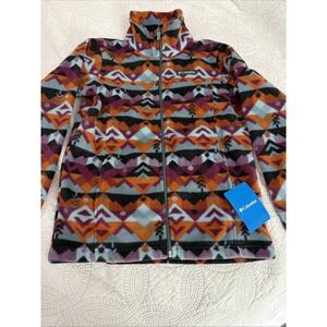 NWT Columbia YOUTH Sz M Full Zip Geometric Mountain Multicolor Mid Jacket
